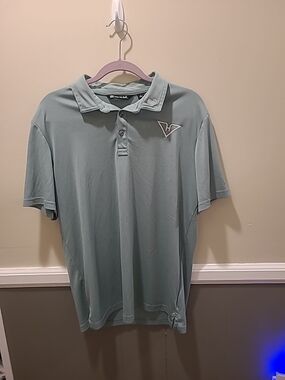 Travis Mathew Polo Mens Large Green Golf Breathable High Flyers Embroiderery